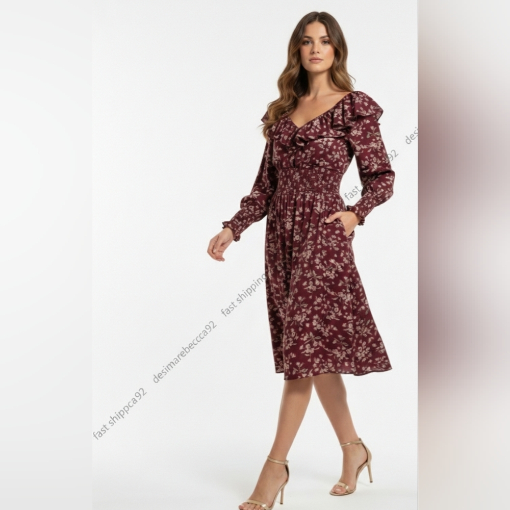 100% Silk Rebecca Taylor Floral Ruffle Mini Dress with Pockets - Size: 0 Like N